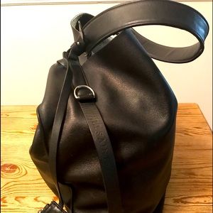 All Saints Black Genuine Leather Hobo Tote